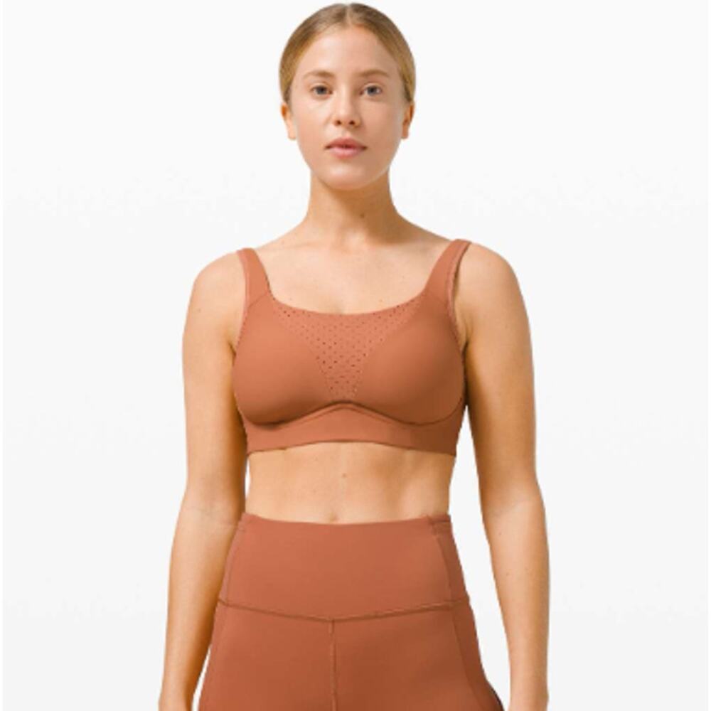 Lululemon Run Times Bra High Support 36E Desert Sun Tan